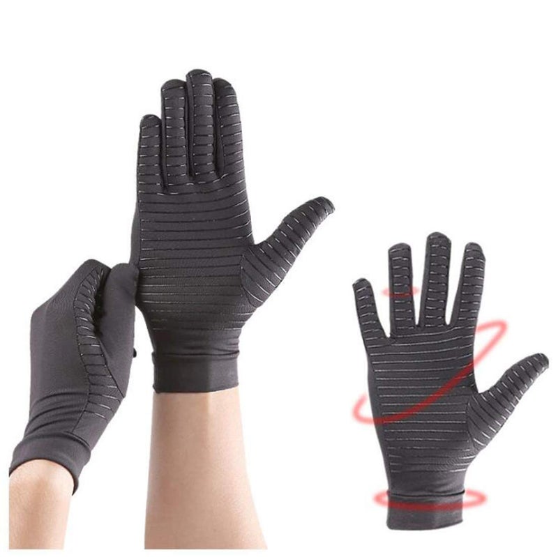 Full Finger Arthritis Gloves, 1 Pair Copper Infused Compression Gloves Breathable & Non-slip Copper Fiber Arthritis Gloves, Relieve Pain from Carpal Tunnel Joint Swell Tendonitis & Osteoarthritis (M)